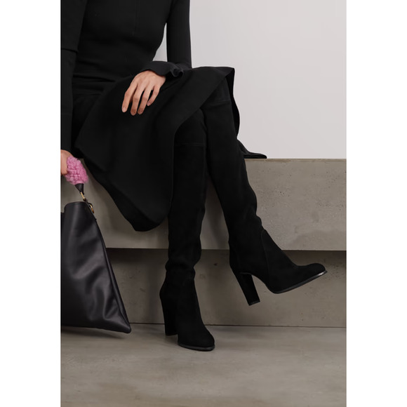 Stuart Weitzman Highland Over the Knee Black Suede Boots Womens 7.5 OTK - Picture 9 of 16